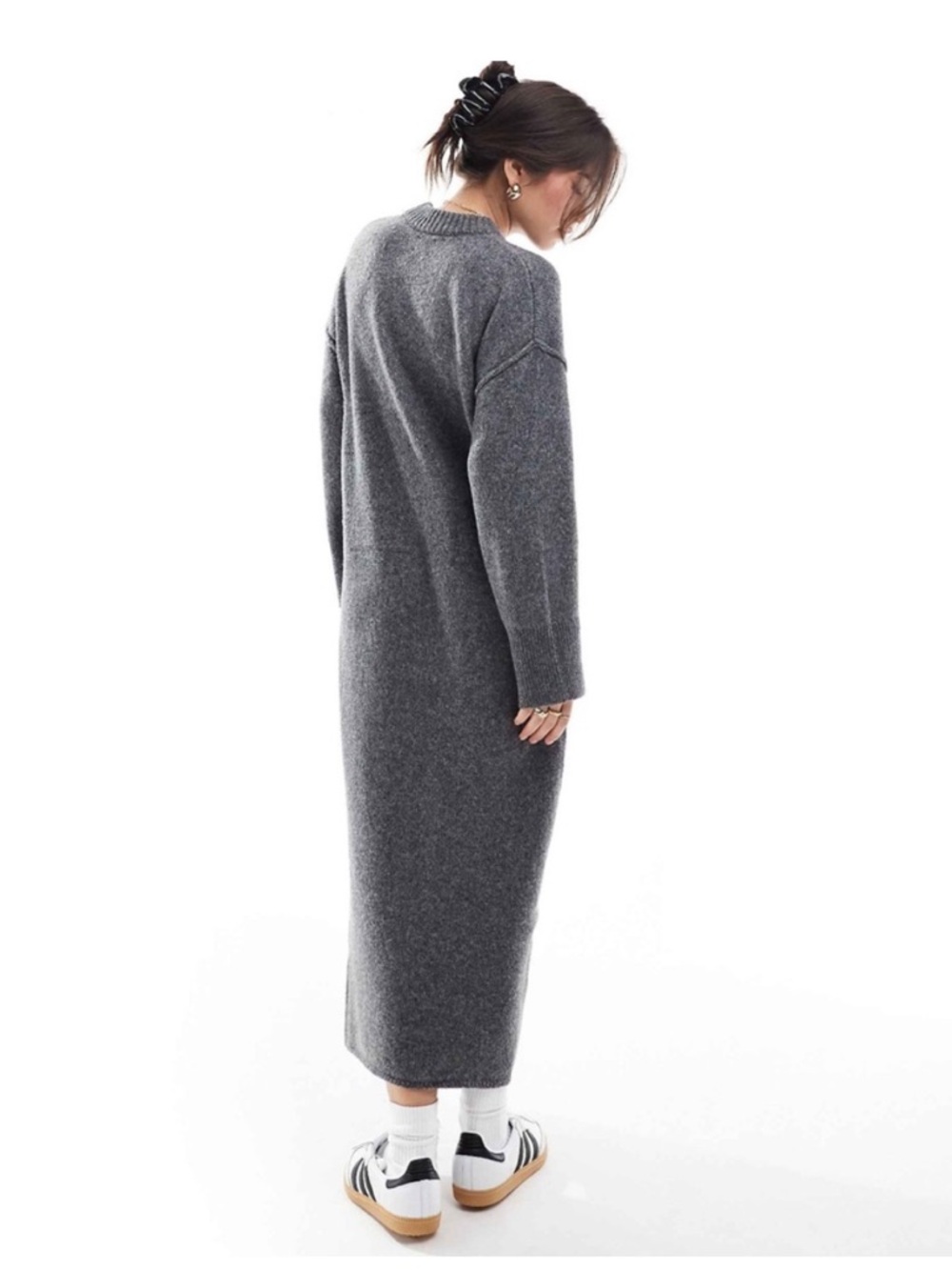 ASOS Charcoal Gray Long Sleeve wool Knit Dress size S 4-6